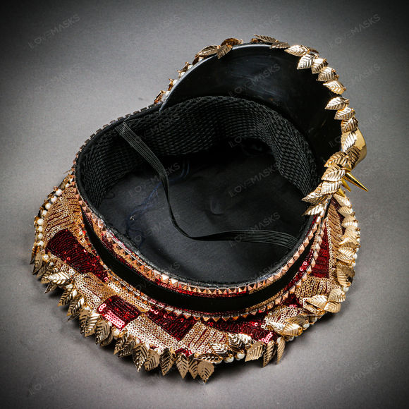 Steampunk Burning Man Party Captain Hat w/ Kaleidoscope 3D Goggles Red Gold - Picture 11 of 11